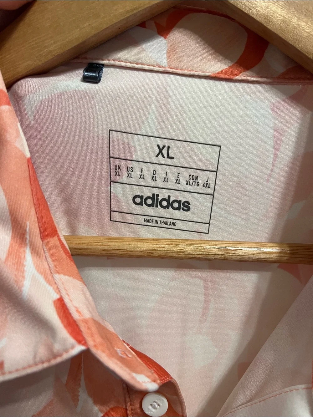 adidas Men’s Coral and Cream Floral Golf Polo